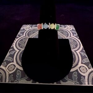 Elegant Sterling Silver Multicolor Stone Ring